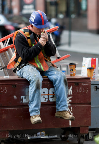 Construction Worker takes a break (picture taken with Canon EOS 5D Mark II and Canon EF 135mm f/2 L USM )