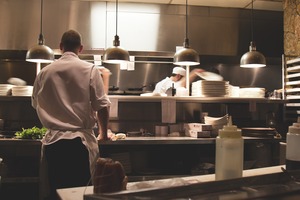 Chef in his workspace - the restaurant kitchen